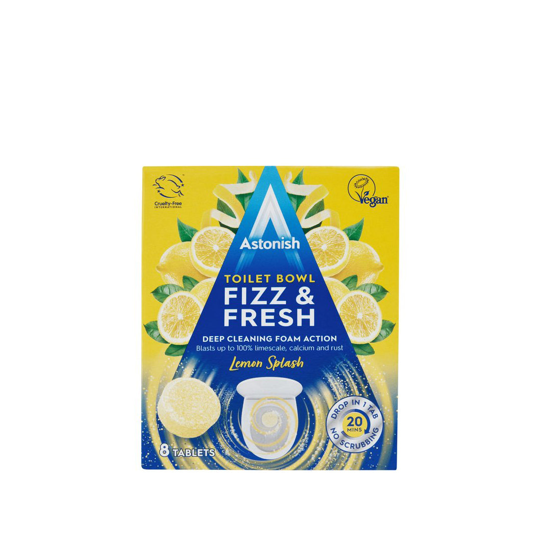 Astonish Fizz and Fresh Toilet Bowl Cleaner, Lemon Splash - 8pc
